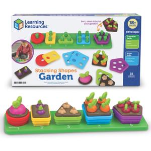 Learning Resources Stacking Shapes Garden, Fine Motor Skills, Stacking and Sorting Puzzle Board, Montessori Toddler Sensory Table Toys, Color Matching, Busy Board, Boy and Girl Gifts
