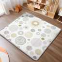 Foldable Baby Play Mat, PIGLOG 50x50 Playpen Mat, Safe Foam Playmat for Tummy Time, Waterproof Playmats for Babies and Toddlers Kids, Reversible Portable Floor Mat for Infant, Circles + Stripes