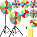 24 Inch 6 in 1 Prize Wheel with Folding Tripod for Tabletop or Floor Stand Spinning Prize Wheel Height Adjustable 6/9/10/12/14/24 Slots Fortune Spin with Dry Erase & Marker Pen