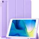Akkerds Case Compatible with iPad 10.2 Inch 2021/2020/2019, for iPad 9th/8th/7th Generation Case with Pencil Holder, Protective with Soft TPU Back, Auto Sleep/Wake Cover, Lavender