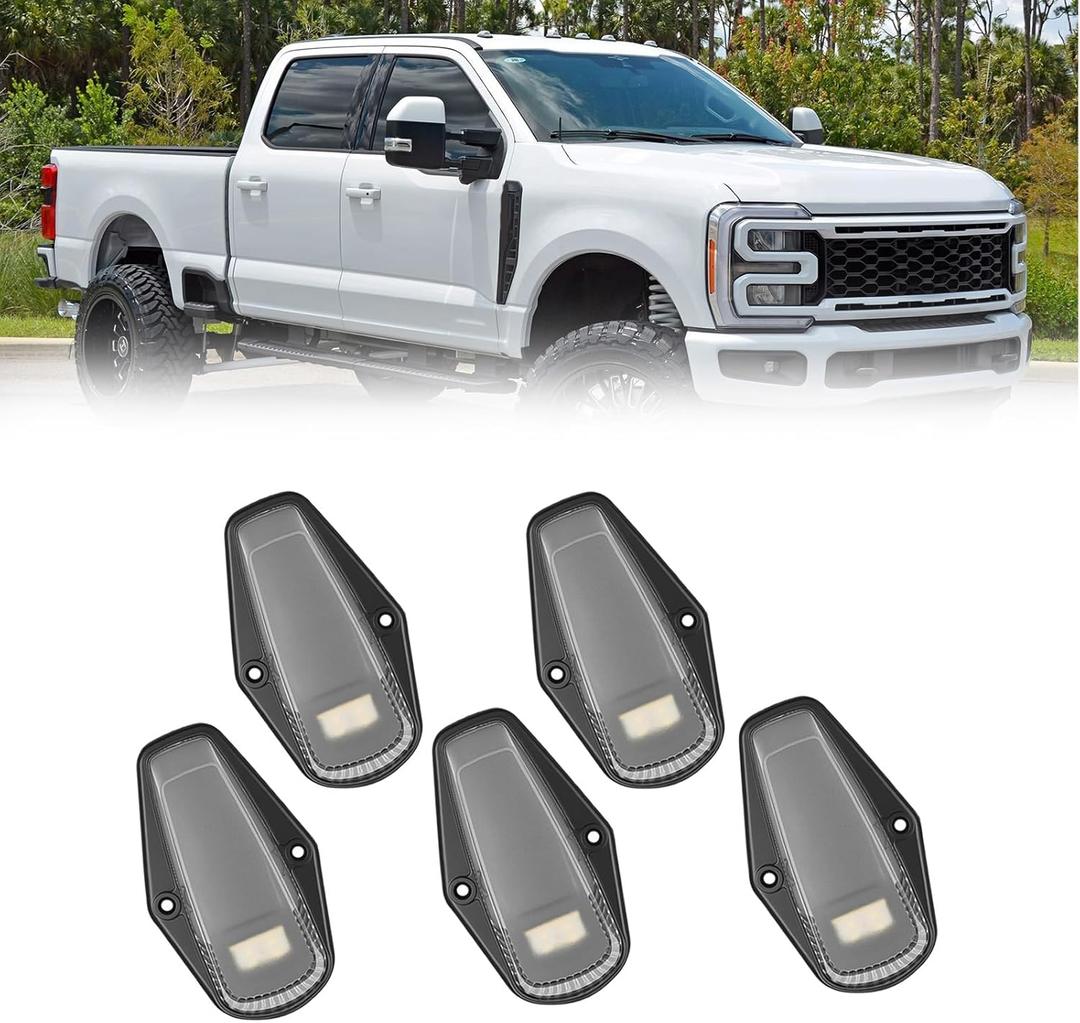 LED Top Cab lights fit Ford Dodge Ram GMC Toyota for Pickups Trucks RVs SUVs 5PC Clearance Lights Black Lens Yellow lights (shield-shaped (5PC))