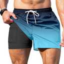 GIISAM Men's Swim Trunks, Bathing Suit 4 inch Inseam Quick Dry Swimsuit Beach Board Shorts with Compression Liner XL