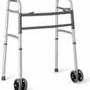Medline Heavy-Duty Bariatric Folding Walker with 5 Wheels and Durable Handles, 500 lb. Weight Capacity