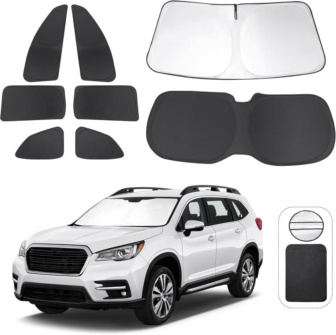 TINGLU Window Shades for Subaru Ascent Touring 2019-2026 Accessories Car Side Full Windows Rear Triangular Windshield Sun Shade Sun UV Rays & Privacy Protection for Camping,Napping,and Relaxing 8PCS