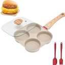 Fried Egg Pan, Egg Frying Pan with Lid Nonstick 4 Cups Pancake Pan Aluminium Alloy Cooker for Breakfast(White)
