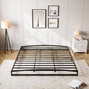 IDEALHOUSE Low Profile King Bed Frame, 6 Inch Heavy Duty Metal King Size Platform Bed Frame, Mattress Foundation with Steel Slat Support, No Box Spring Needed, Easy Assembly, Black | Arch Design, Heavy Duty Bed Frame, Strong Bearing Capacity, No Box Spring Needed,
