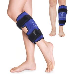 NEWGO Shin Splint Ice Pack for Injuries, Calf Ice Pack Wrap for Shin Splint, Calf Strain, Post-Run, Tight Muscles, Leg Ice Wrap Gel Cold Pack for for Running Injuries - with Soft Plush Backing