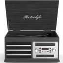 Vinyl Record Player 10-in-1 Music Center Turntable Built-in Speakers Support 3 Speed BT Wireless Input/Output AM/FM Radio CD Tape Cassette Player Aux RCA Auto Stop Vinyl Recording to USB/TF Card Black