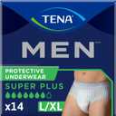 TENA Men Super Plus Disposable Underwear Male Pull On with Tear Away Seams Large/X-Large, 81920, 56 Ct