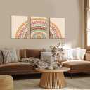 Set of 3 Boho Sun Art Print Mid Century Decor,Framed Canvas Wall Art Neutral Geometric Sun Minimalist Art,Boho Wall Art for Living Room Bedroom12x16inch