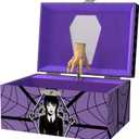 Mini Treasures Wednesday Jewelry Box for Girls - Musical Jewelry Box with Spinning Figurine, Wednesday Addams Toys for Kids Ages 3-5 - 6 x 4.7 x 3.5 in