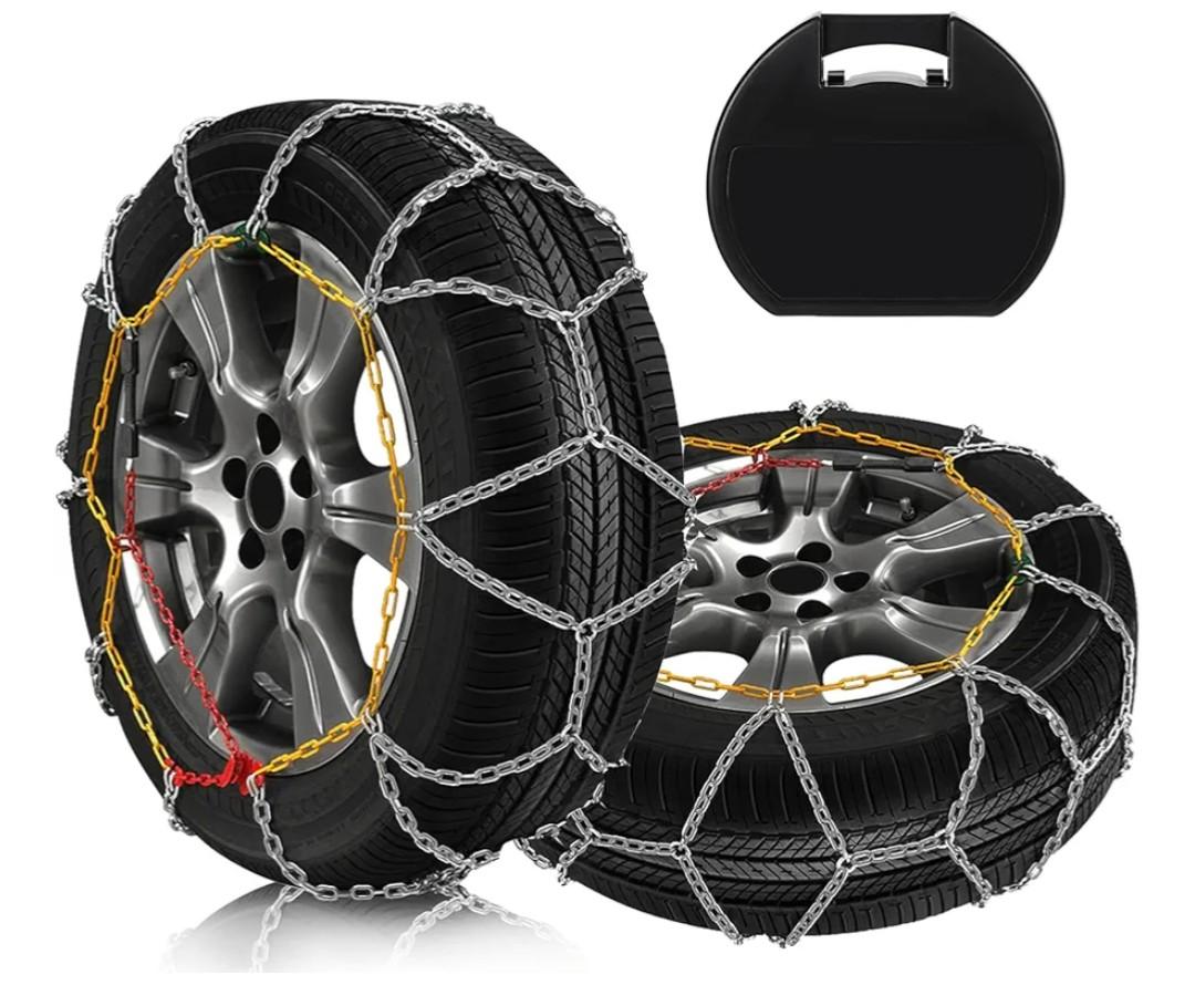 SCITOO KN100 Snow Chains Quick Easy Installation,Tire Traction Chain for Car Pickup Trucks SUV,Adjustable Universal Emergency Thickening Tire Chains Width 205 215 225 235 245(14"15"16"17"18")-Set of 2