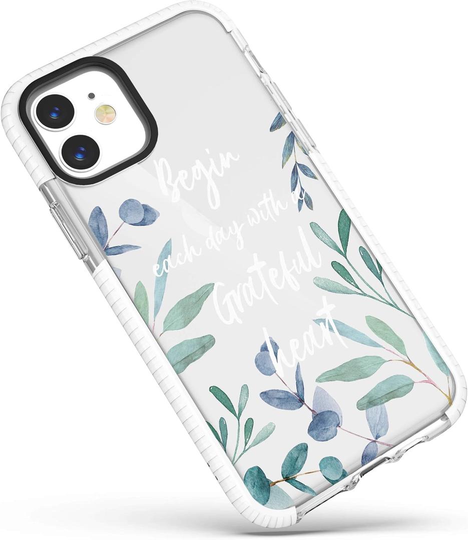 Case Compatible for iPhone 12/iPhone 12 Pro,Inspirational Bible Verses Christ Quotes Flowers Florals Leaves Girls Women Men Soft Protective Clear Case Compatible for iPhone 12 Pro/iPhone 12 (Begin)