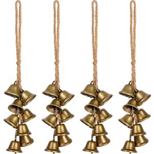 4 Pcs Witch Bells Protection for Door, Hangers Wind Chimes, Door Bell Hanger Christmas Bells for Boho Home Room Decor