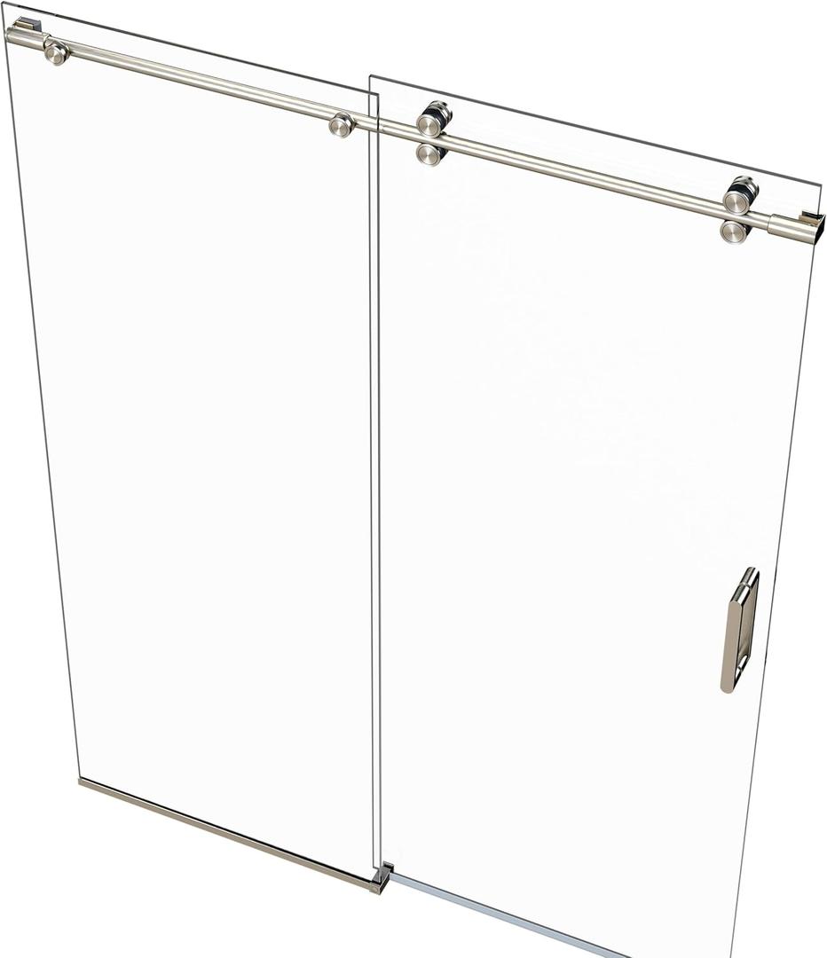 AXIS 57"-59" W x 76" High Euroglide Frameless Single Sliding Shower Door with 5/16" Tempered Glass (Brushed Stainless)