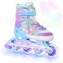 Nattork Girls Inline Skates for Kids Boys, 4 Sizes Adjustable Butterfly Blades Skates with All Light up Wheels - Birthday Gift for Indoor Outdoor Sports (Small(10C-13C), Purple)