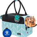 PetAmi Dog Purse Carrier for Small Dogs, Airline Approved Soft Sided Pet Carrier with Pockets, Ventilated Dog Carrying Bag for Puppy Cat, Dog Travel Supplies Bag, Sherpa Bed, Max 12 lbs, Chevron Teal (One Size (Pack of 1))