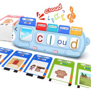 QuTZ Phonics Learning Toy for Preschool Kids  Talking Flash Cards with Sound Machine, Word Blending & Math Games  Educational Reading & Counting Activity Set 4-8
