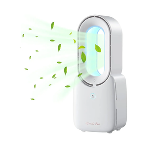 let'me Desk Fan, Portable Bladeless Fan 11.8 inch Small Personal Cooling Fan with 5 Colors Touch Control LED Light, Quiet Table Fan for Office, Home, Bedroom