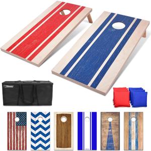 GoSports Portable Cornhole Sets, 8 Styles Choose 4 x 2 ft Boards Include 8 Bean Bags, Travel Case, and Game Rules  Wood Design