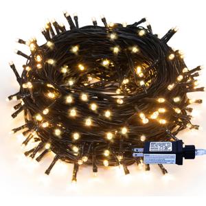 Christmas String Lights Warm White  320 LEDs 115ft/35m 8 Modes EndtoEnd Plug in Outdoor Indoor Waterproof Decorative Fairy Twinkle Lights for Halloween/Tree/Wedding/New Year/Thanksgiving/Patio