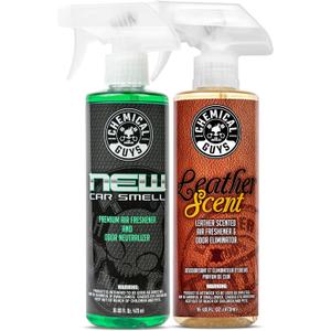 Chemical Guys AIR_300 New Car Scent and Leather Scent Combo Pack, Great for Cars, Trucks, SUVs, RVs & More, 16 fl oz (2 Items)