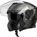 Motorcycle Helmets for Adults, Open Face Motorcycle Helmet with Dual Visor, Casco para Moto DOT Certified, ATV Dirt Bike Snowmobile Motocross Helmet for Men Women, Quick Release Strap, AP-836