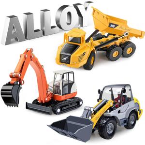 iPlay, iLearn Heavy Duty Construction Site Playset, Metal Dump Truck, Excavator Digger Backhoe, Tractor Bulldozer Diecast Vehicle, Outdoor Sandbox Car Toy, Birthday Gift 3 4 5 Year Old Boy Kid Toddler