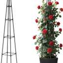 6 FT Obelisk Trellis for Climbing Plants,Garden Trellis with Extra Thickened Plastic-Coated Metal Pipes, Outdoor & Indoor Garden Support for Potted Plants, Black