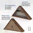 Wooden Flag Display Case for 3'x5' Folded American Flag (Not for Burial), Military Veteran Shadow Box With HD Tempered Glass, Wall Mounted Triangle Frame, Rust Brown