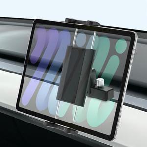 Tesla Tablet Mount for Passenger, Tesla Model Y/ 3 Co-Pilot Tablet Holder for Air Vent, [Anti-Shake - 6 Hooks Clip] Tesla Road Trip Essentials for iPad Mini, Galaxy Z Fold, iPhone,4-8.3" Device