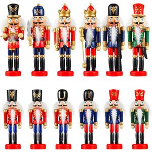 Aoriher 12 Pcs Christmas Nutcracker Ornament Small Wooden Soldier Hanging Decorations Nutcracker Figure Ornament for Christmas Tree Figure Decoration Gift
