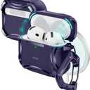 ESR for AirPods 4 Case, Compatible with AirPods 4th Generation Case (2024), Compatible with MagSafe, Powerful Drop Protection, Magnetic Lid, Cyber Series, Purple