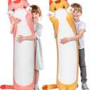 Mewaii Artist-Designed Ultra Soft Long Cat Plush Body Pillow, Extra Stuffing for Comfort, Premium Quality Stuffed Animal Gift for Girlfriend or Cat Lovers (Pink Cat Body Pillow 20 Inch)