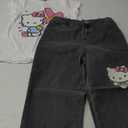 Hello Kitty Sanrio Girls Demin Flared Pants, Hooded Sweatshirt, and Short Sleeve T-Shirt, 2 Piece Set for Big Kids, 6X