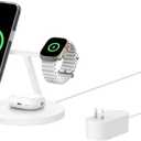 Belkin MagSafe-Compatible Charger, 3-in-1 Wireless Charging Station, Qi2-Certified 15W Wireless Charge for Apple iPhone 17 Series, Apple Watch, AirPods w/Non-Slip Base, 40W Included