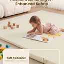 SEPARO Foldable Baby Play Mat,Vegan Leather 71x59 Baby Mat for Floor,Beige