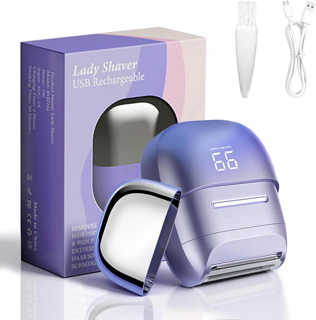 Electric Shaver For Women, Waterproof Wet Dry Mini Electric Razors For Women - Cordless Rechargeable Foil Shaver For Hair Removal, Legs, Face, Body, Bikini,Sensitive Skin, Teens, Ladie(Purple)