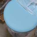 Adjustable Rolling Stool with Wheels Heavy Duty Round RollingStool with Footrest, Patent Leather Drafting Stool Chair with Wheels Work Spa Salon Seat,Blue, No backrest