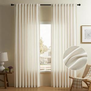 DaysU Ivory Linen Curtains 84 Inch Length 2 Panels Set Semi Sheer Light Filtering Privacy Added Living Room Bedroom (54"W x 84"L (Pack of 2)