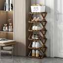 XZXWZX Shoe Rack, Bamboo Foldable Shoes Organizer Free Standing Shelf for Entryway, Closet, Bedroom, Hallway, | Natural | Functional | Multifunctional Shoe Rack (Brown Color) 6 Layers