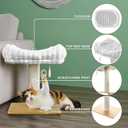 Modern Scratching Post for Indoor Cats - 15 High Cat Scratching Post with Bed Breeds - 15.7 x 11.6 Removable & Washable Cushion (Natural Wood Post with White Bed)