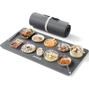 DIGIX Food Warming Mat Extra Large, XXL 36"x16", Warming Mat For Food, Food Warmer Chafing Dishes, Portable Food Warmers Trays for Parties Buffet, 4 Level Temp, 3 Timer Settings (Grey) (Gray)