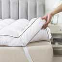 WhatsBedding 3 Inch Memory Foam Mattress Topper Twin Size Plus Thicked Down Alternative-Lined, 1700GSM Fluffy Shredded Memory Foam Filled Pillow Top, 4 Anchor Elastic Bands, Anti-Slip Bottom, Full 54x75in (White (Multi Layer Filling))