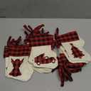 24 Pack Mini Christmas Stockings, 7.8 Inch Red and Black Buffalo Plaid Xmas Hanging Stockings with Different Christmas Patterns for Xmas Party Tree Fireplace Decorations