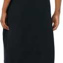 Amazon Essentials Women's Fine Rib V Neck Side Cut-Out Midi Dress (Previously Daily Ritual) (Large, Black)