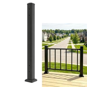 2.8 x 2.8 x 39 in Railing Post with Screw, Porch and Deck Railing Post Heavy Duty Powder Coated Rust Proof Middle Connection of Railings Post for Decks, Stair, Balconies, Porches, Fencing