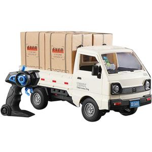 GoolRC Remote Control Car Kei Truck, 1:16 Scale RC Transport Pickup Truck with Spray and Light, 2.4GHz All Terrain RC Cars for Teens and Adults Christmas or Birthday Gift (White)