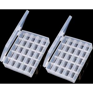 Bobbin Box,Machine Bobbin Organizer Plastic Case,Transparent 25 Slots Empty Bobbins Spools BoxSewing Craft Plastic Case Storage Box for Sewing Machine (2Pack)