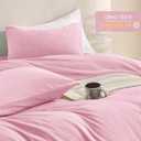 JELLYMONI Baby Pink Velvet Duvet Cover Queen Size - 3 Piece Ultra Soft Plush Bedding Set, Luxury Fluffy Comforter Cover with Zipper Closure & 8 Corner Ties for Bedroom